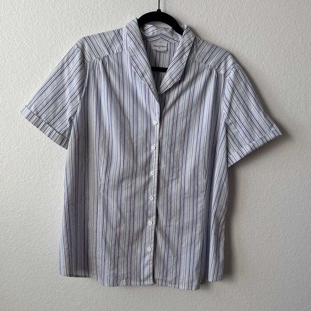 Blue and purple striped button up